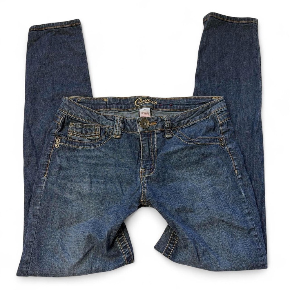 Candies Y2K Low Rise Straight Leg Jeans Medium Wash Embroidered Pockets Size 9